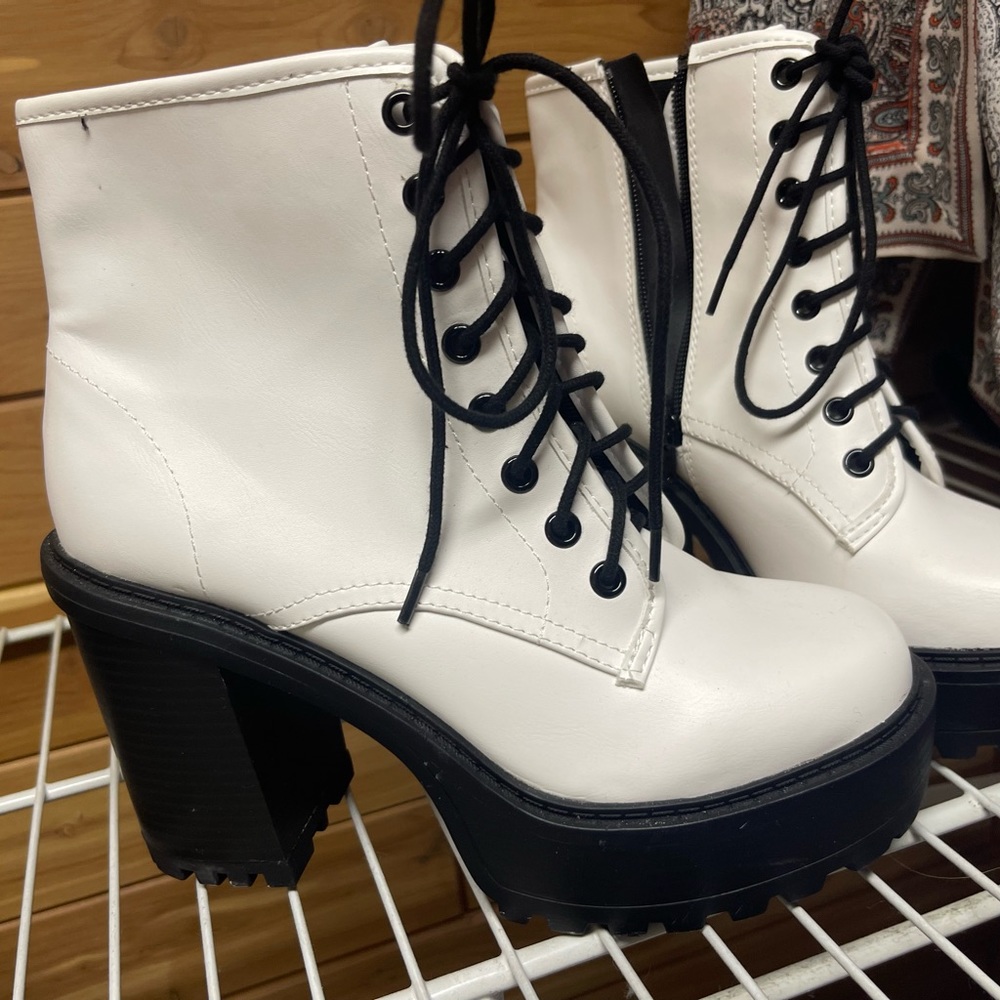 White & Black Boots